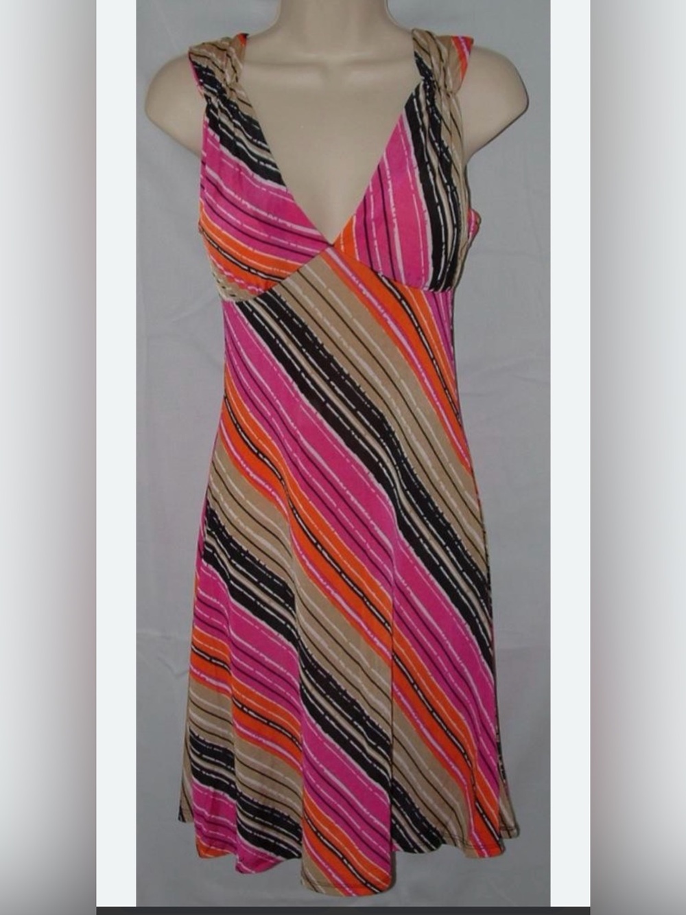 Striped Sleeveless V-Neck Summer Dress